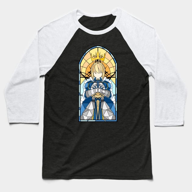 Stained Glass Saber Artoria Baseball T-Shirt by kinokashi